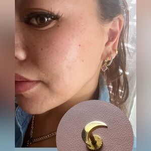 Crescent Moon 18k solid gold earring